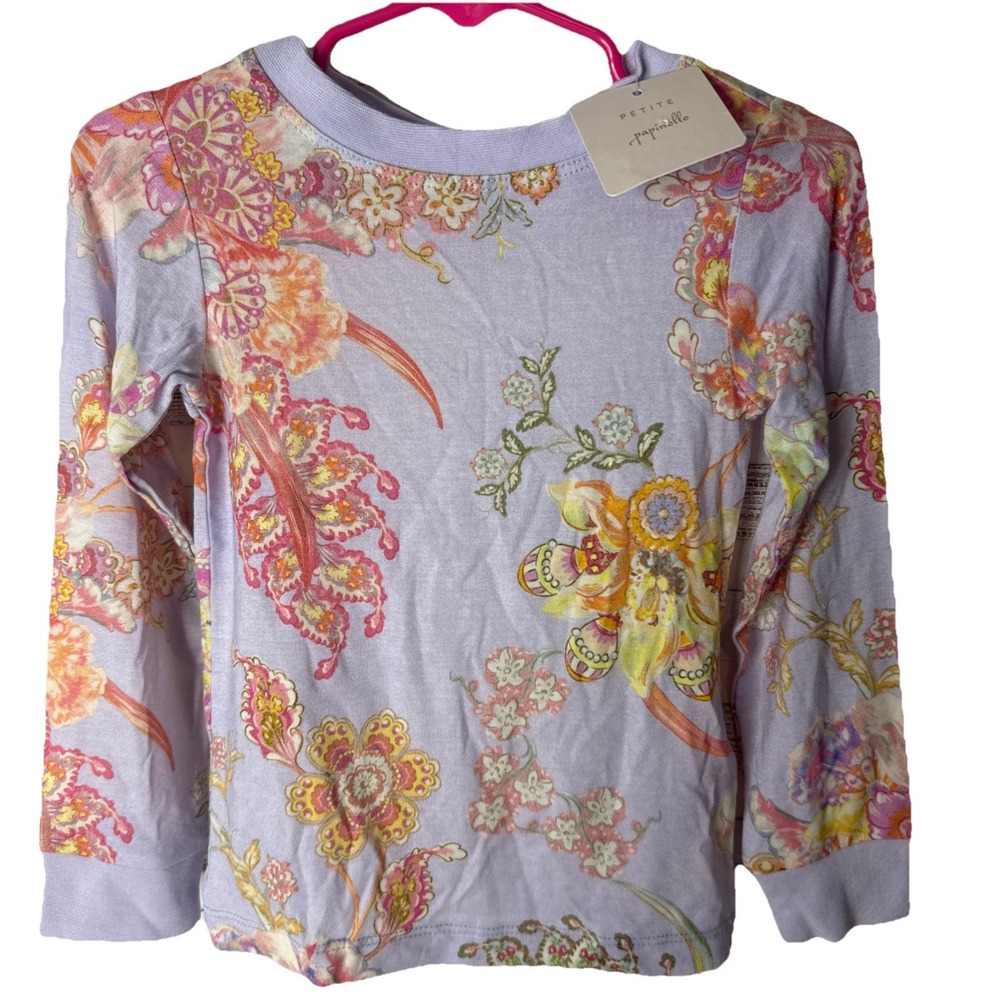 Petite Papinelle Pajama Set Girls 2T Kids Coco Misty Lilac Floral NWT